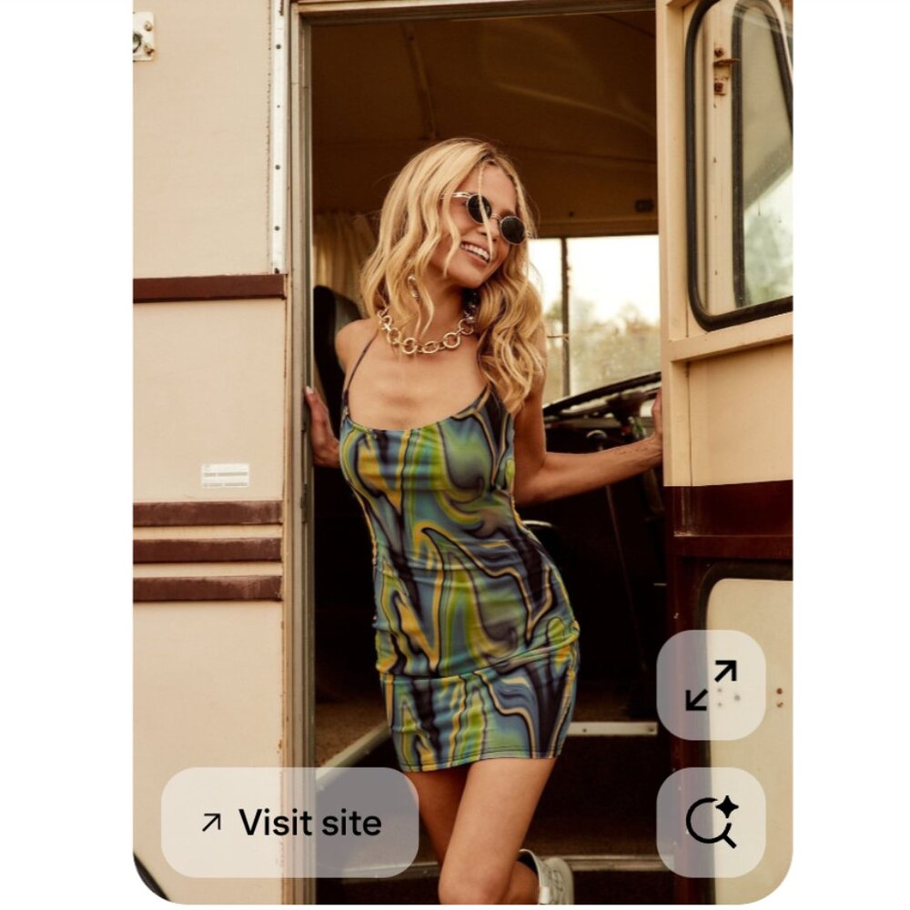 12th Tribe Stevie Multigreen Mesh Halter Dress